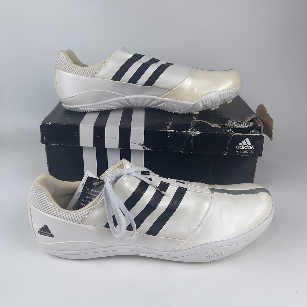 Adidas LJ Track and Field Shoes Men's 14.5 Beige White Zip Up 915399 with Spikes